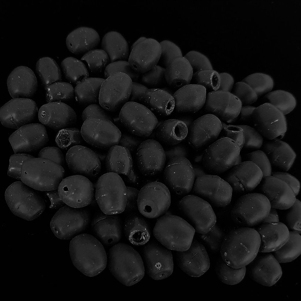 110+ BEADS Black Ceramic Cylinder 9-11 mm barrel bundle lot set handmade - Picture 2 of 6